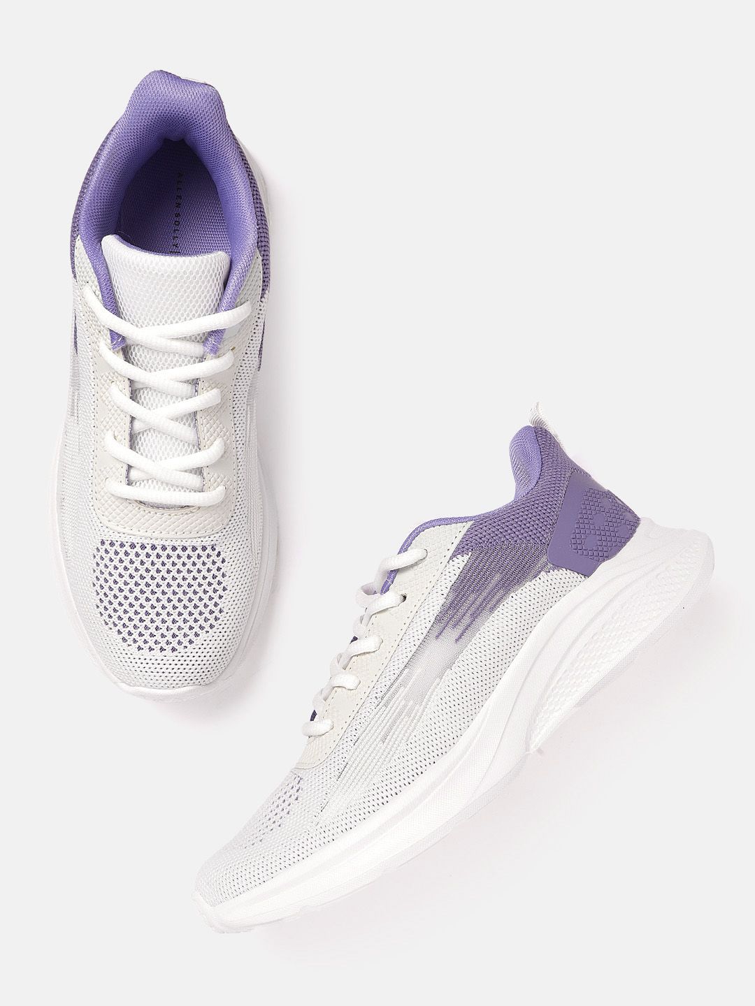 Allen Solly Women White & Purple Woven Design Sneakers Price in India