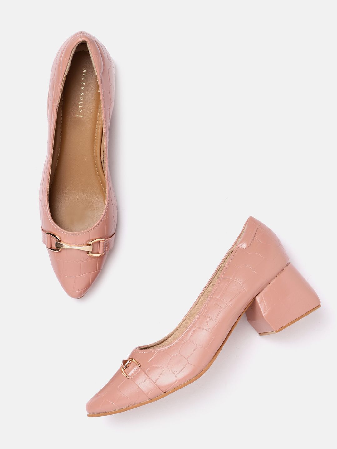 Allen Solly Dusty Rose Pink Croc Textured Pumps Price in India