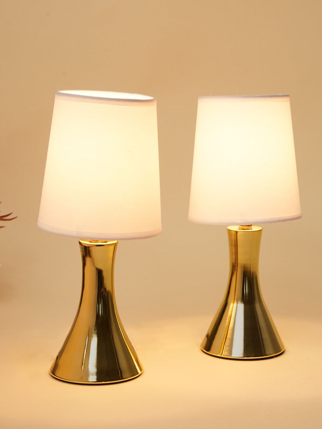 Home Centre  White & Brown Albama Fiesta Gold Metal Touch Table Lamp Price in India