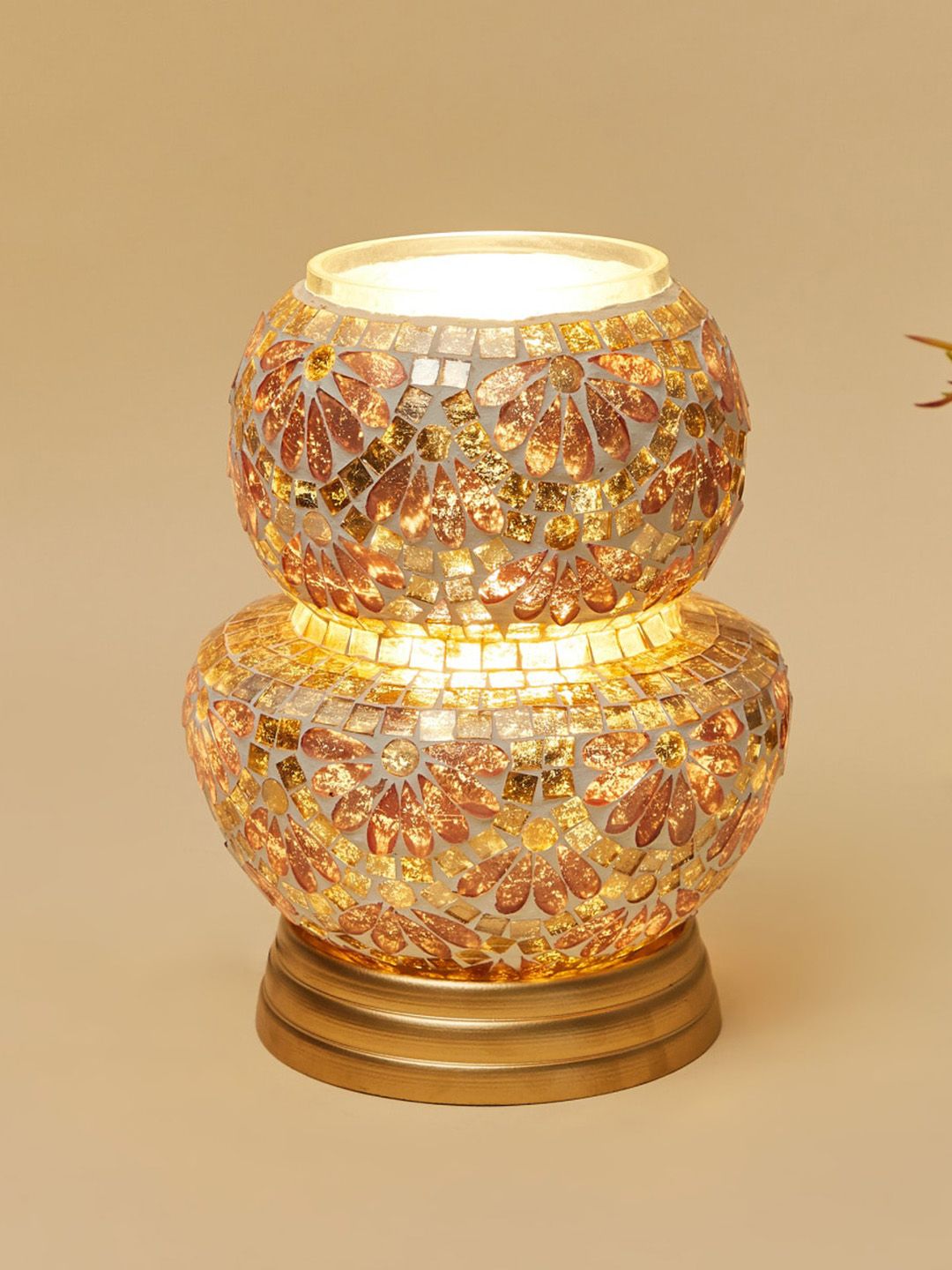 Home Centre Peach Embellished Mable Teardrop Mosaic Table Lamp Price in India