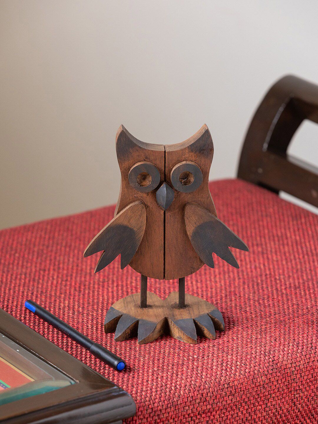 ExclusiveLane Brown Wooden Owl Showpieces Price in India