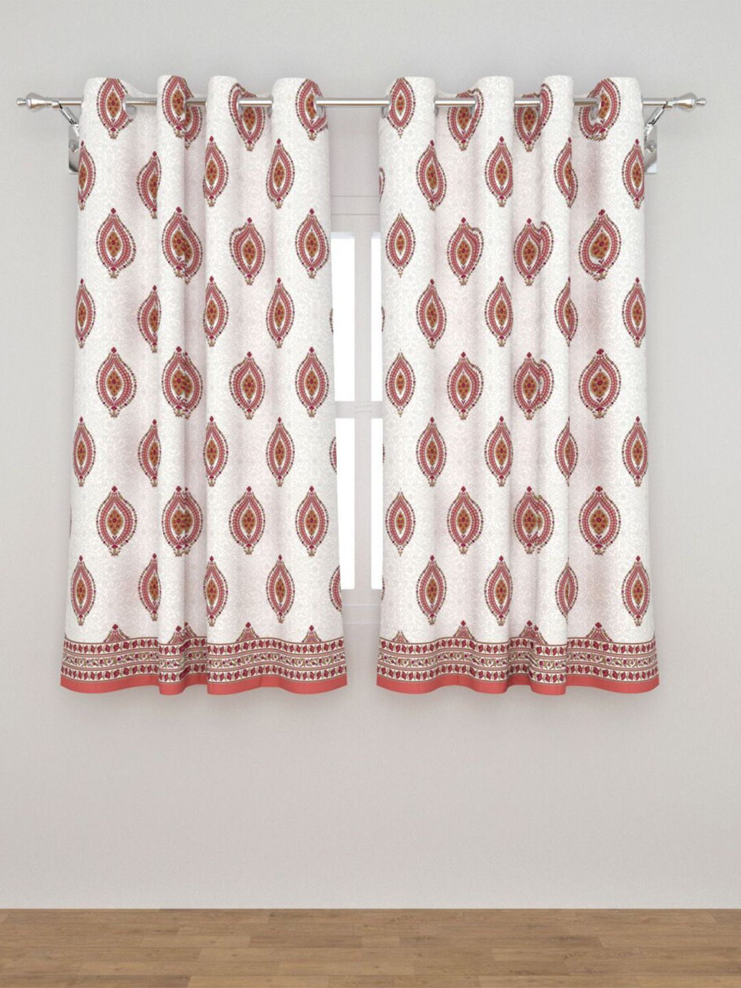 Home Centre 2Pcs White Ethnic Motifs Black Out Window Curtain Price in India