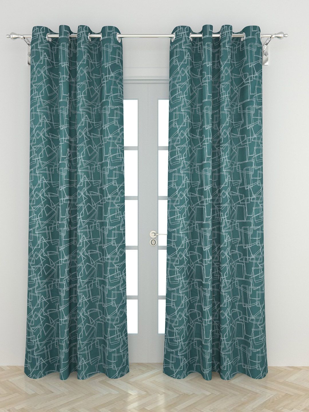 Home Centre Blue & Grey Black Out Door Curtain Price in India