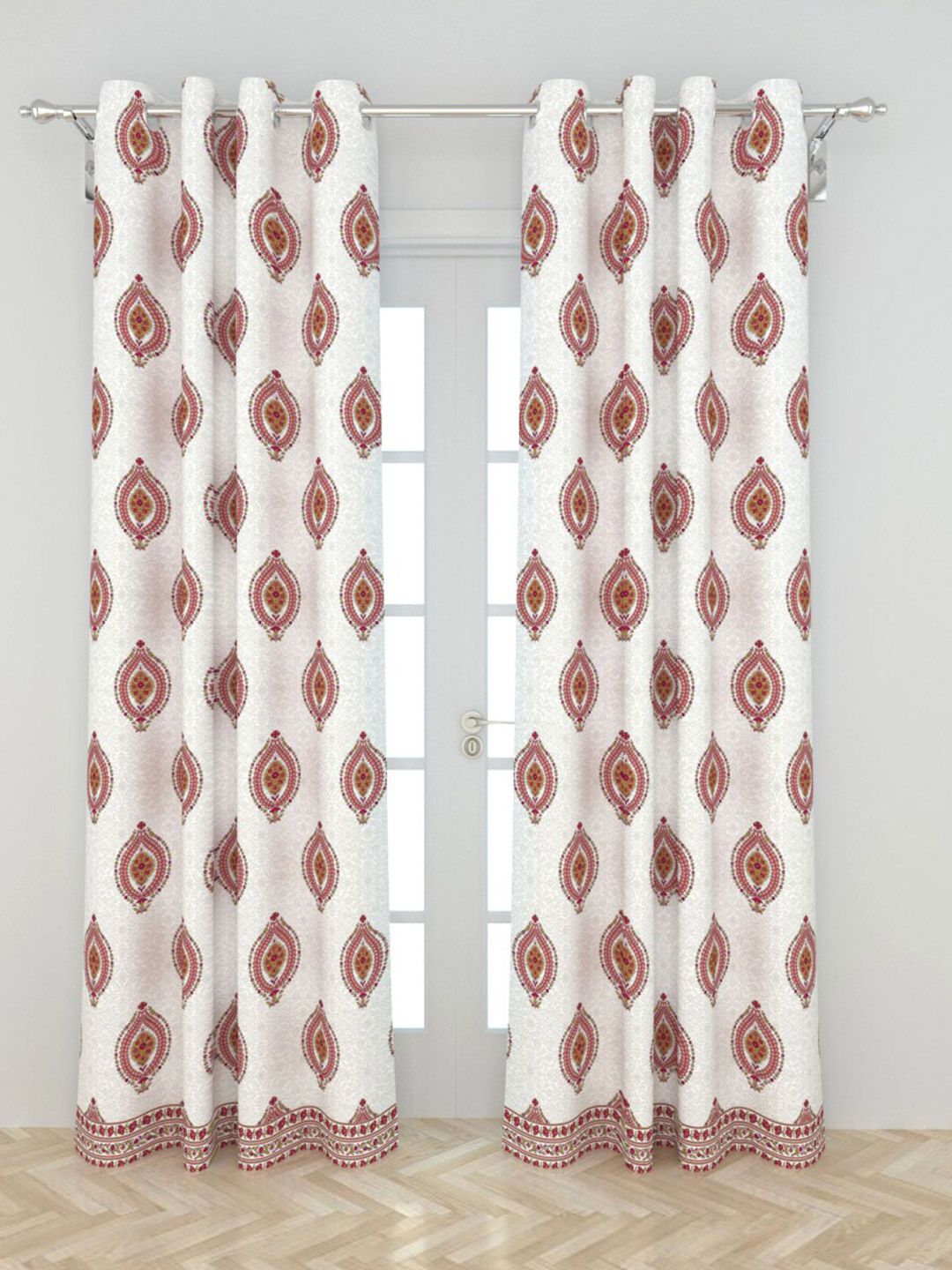 Home Centre White Ethnic Motifs Black Out Door Curtain Price in India