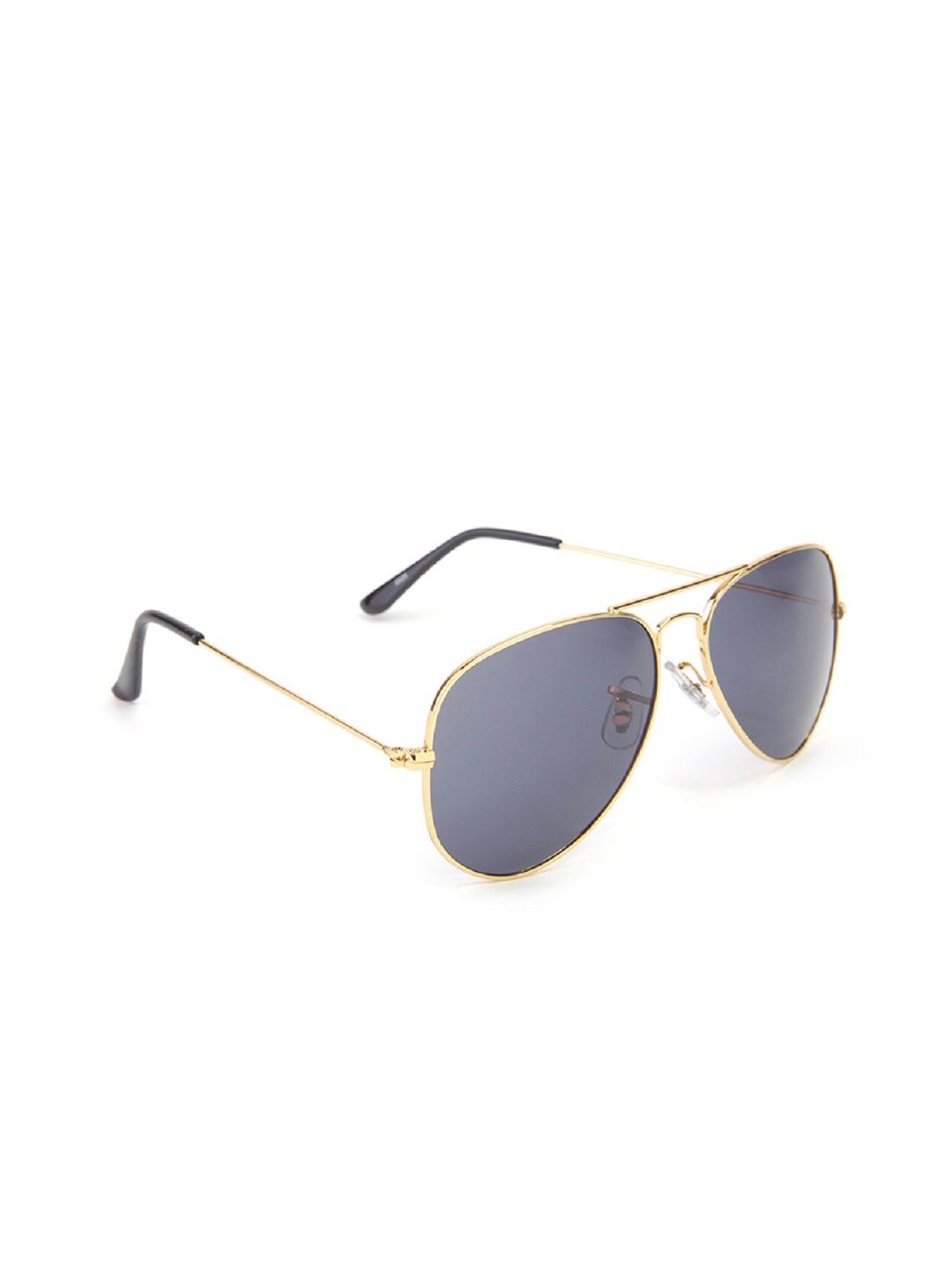 SUNNIES Unisex Black Lens & Gold-Toned Aviator Sunglasses with UV Protected Lens Price in India