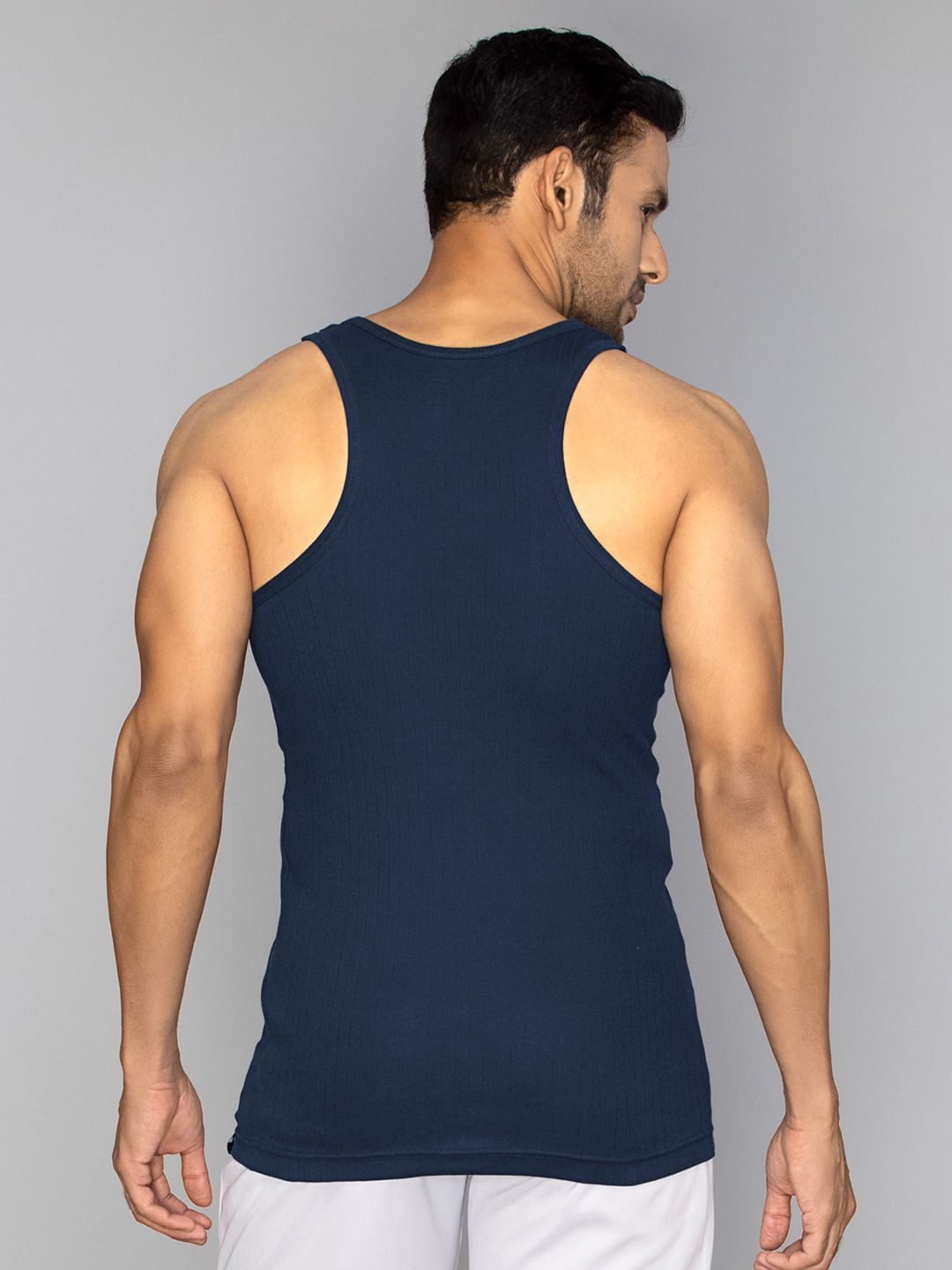 Buy XYXX Men Solid Nova Super Combed Cotton Navy Blue Round Neck