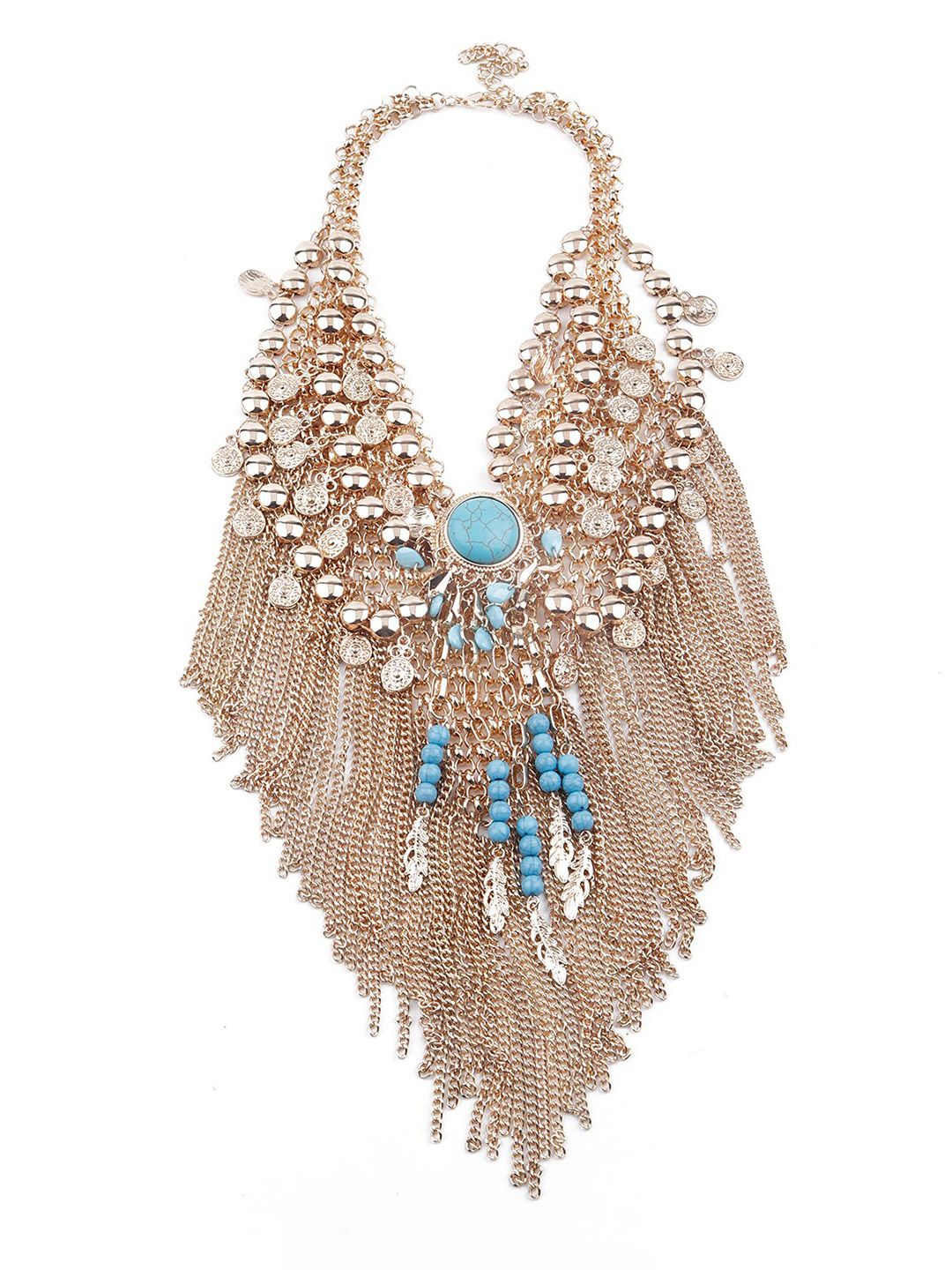 ODETTE Gold-Toned & Blue boho style Statement Necklace Price in India