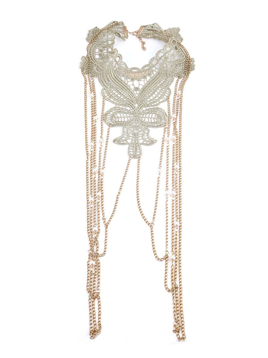 ODETTE Gold-Toned Lace Embellished Body Chain Price in India
