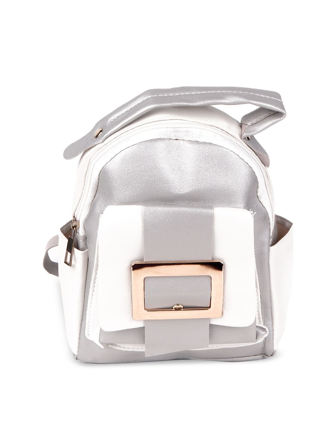 ODETTE Women Silver-Toned Small Backpack Price in India