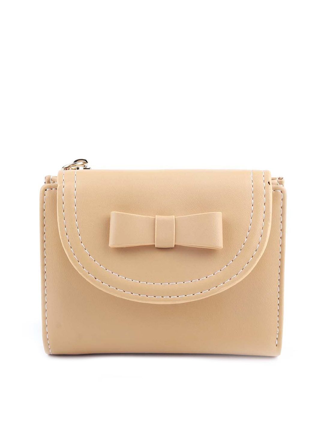 ODETTE Women Beige Three Fold Wallet Price in India