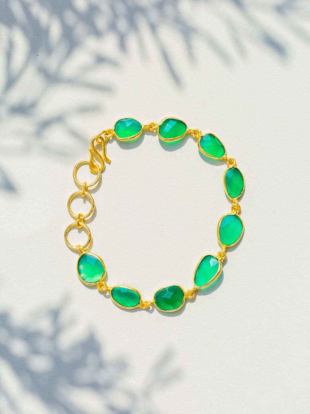 Ishhaara Women Green Jasper Sparkler Bracelet Price in India