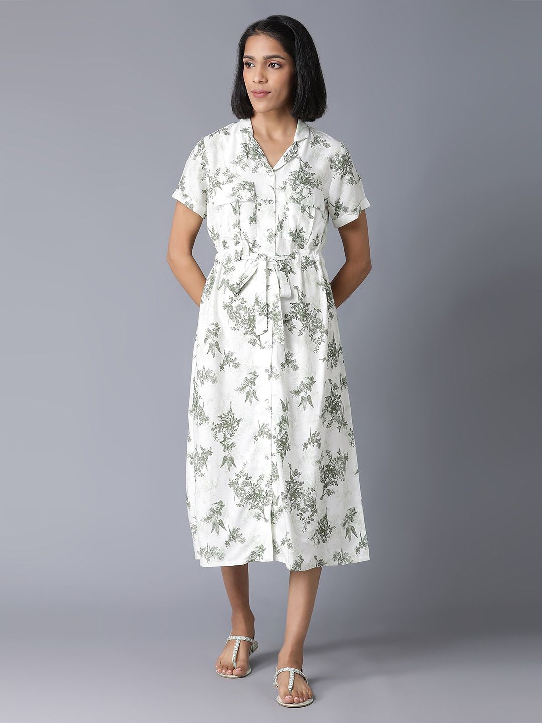 W White Floral Midi Dress Price in India