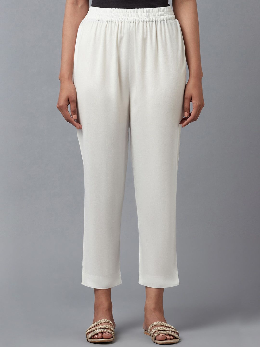 W Women White Trousers Price in India