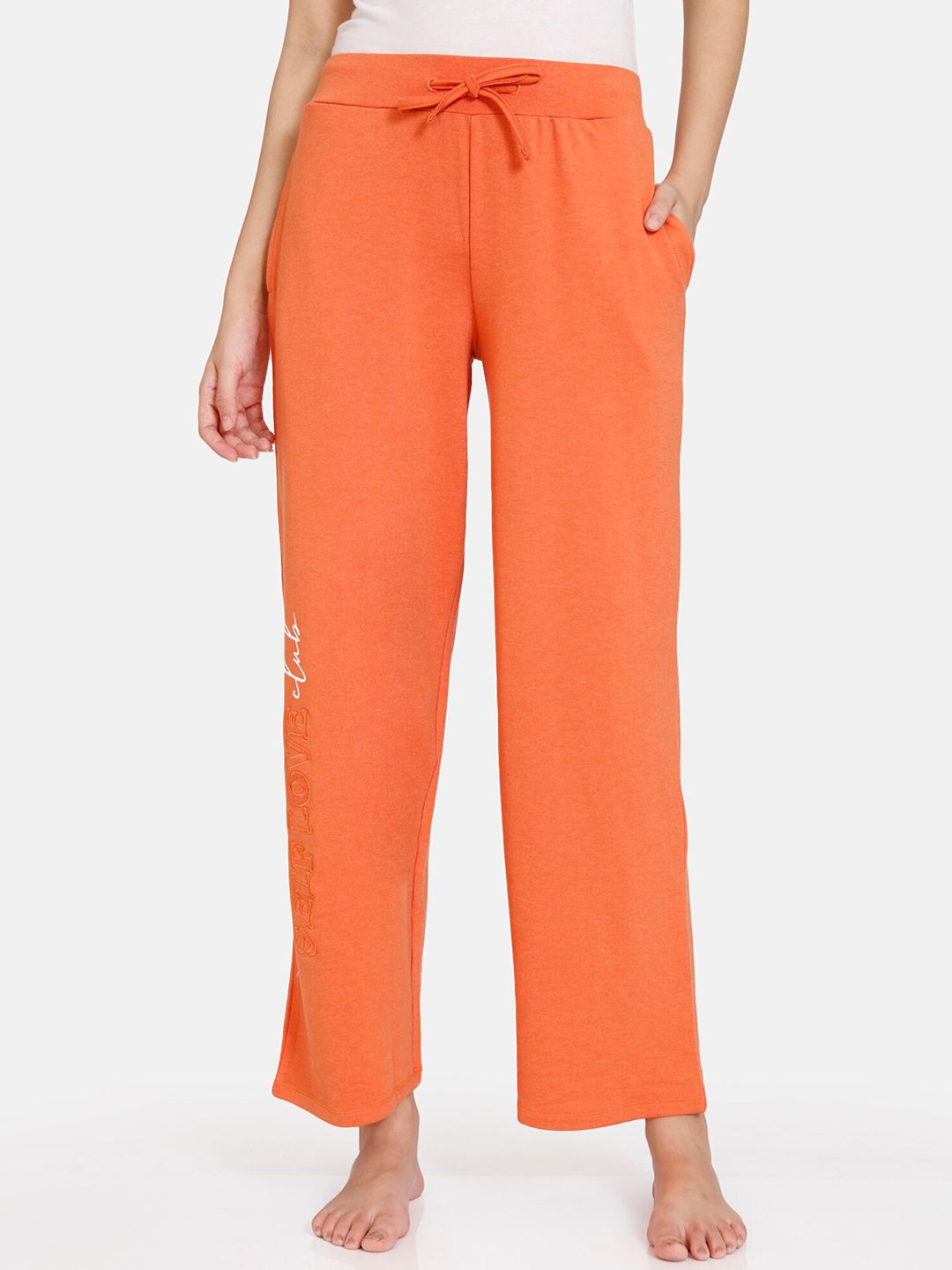 Zivame Women Orange Solid Lounge Pant Price in India