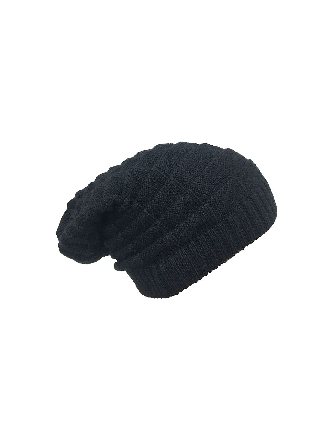 Gajraj Unisex Black Self Design Beanie Price in India