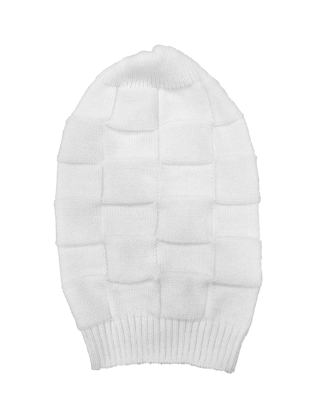 Gajraj Unisex White Self Design Beanie Cap Price in India