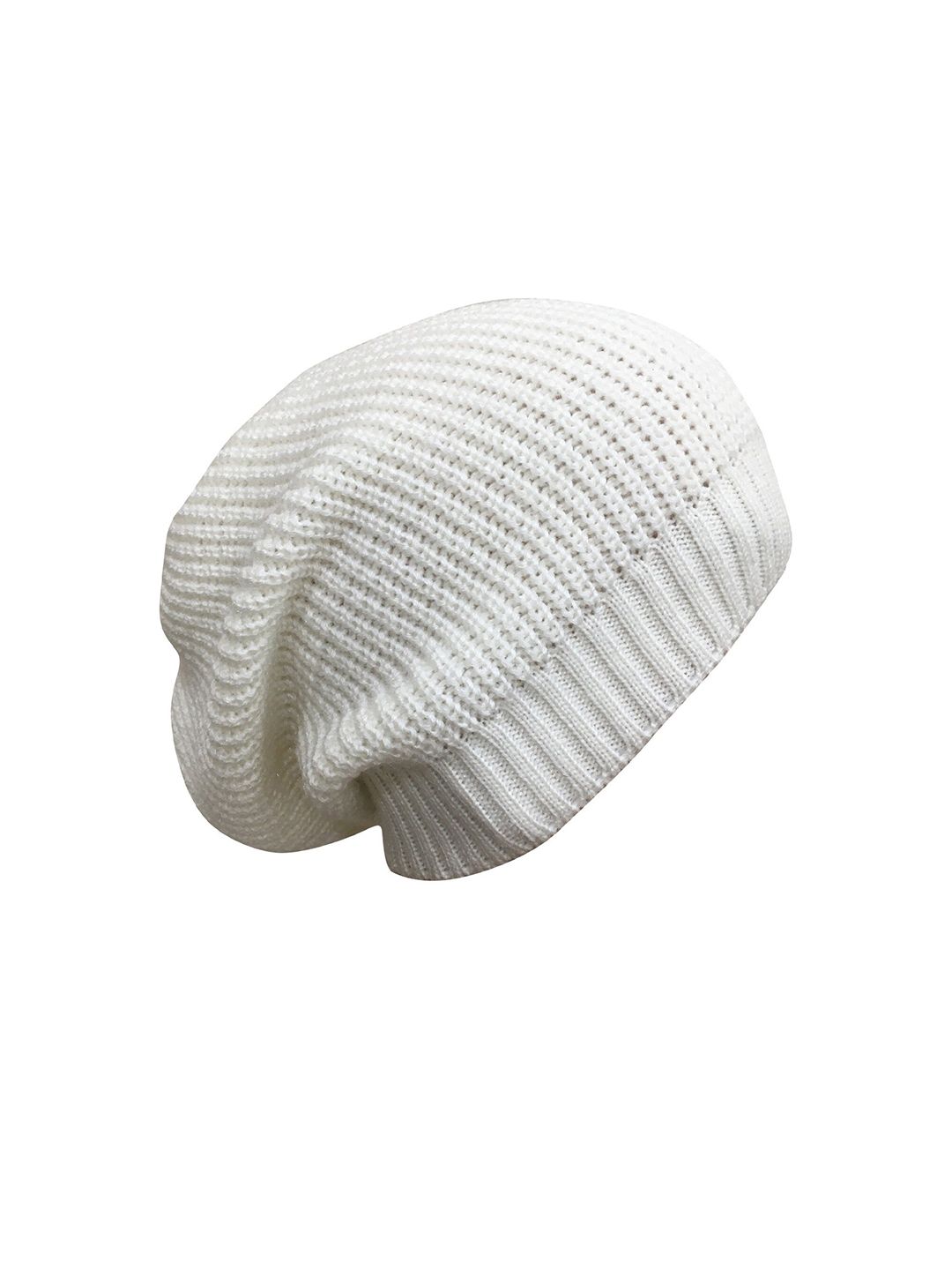 Gajraj Unisex Off White Woollen Slouchy Beanie Price in India