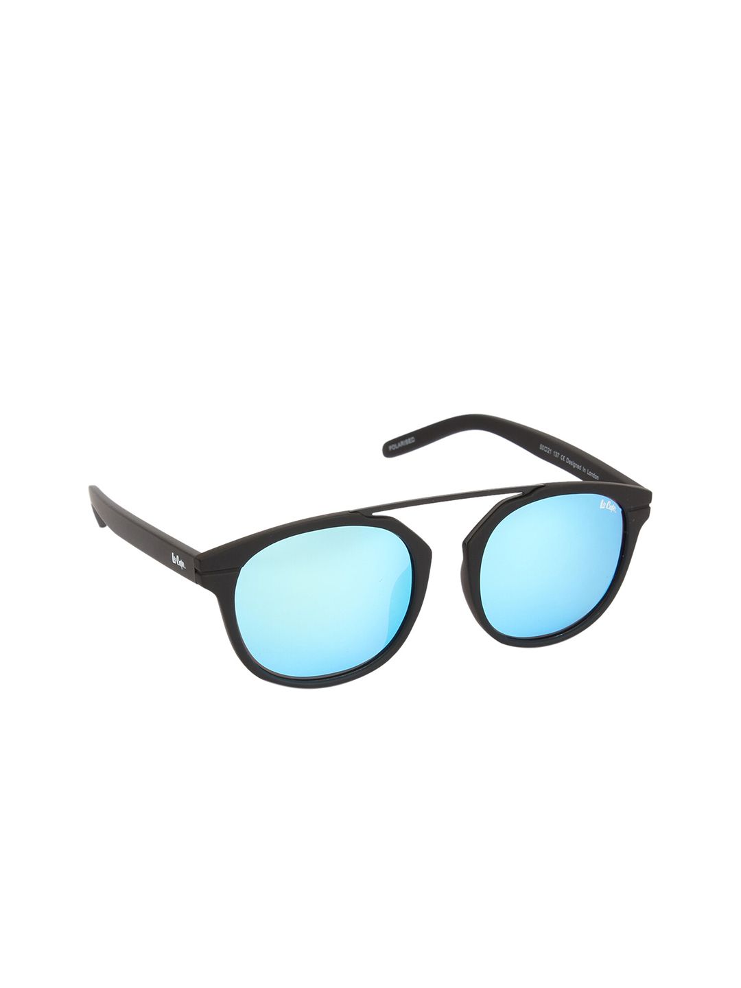 Lee Cooper Unisex Blue Lens & Black Round Sunglasses with Polarised Lens Price in India