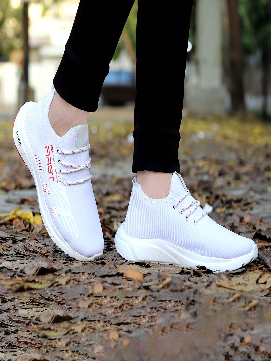 WIN9 Men White Mesh Walking Shoes