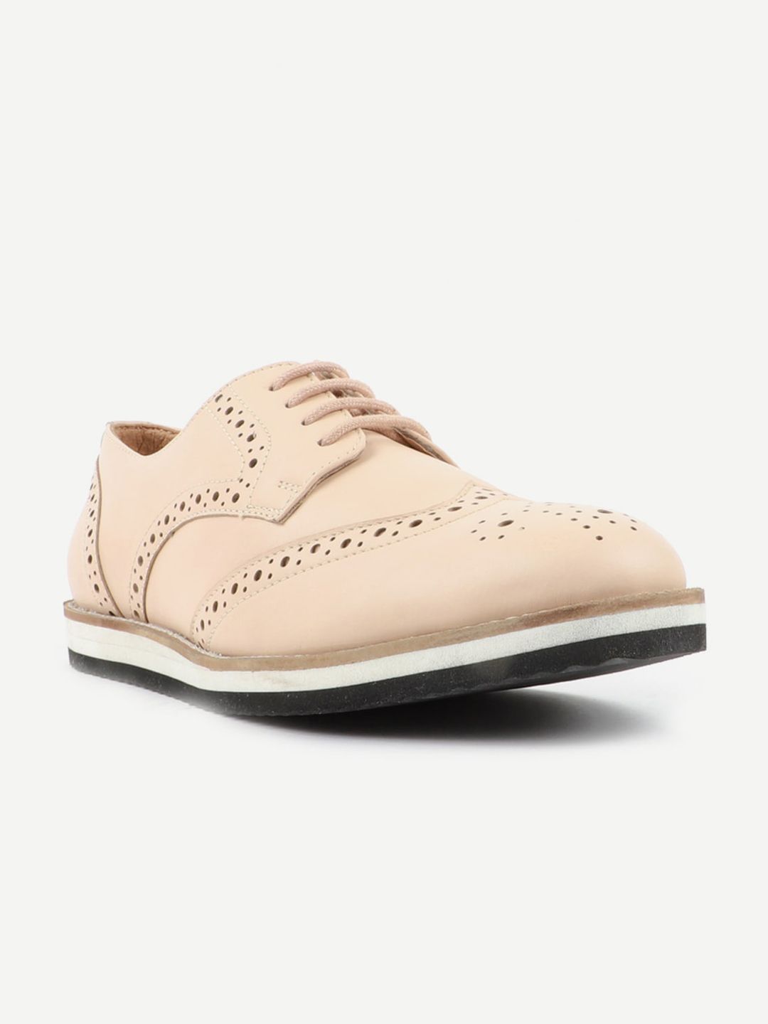 Carlton London Women Nude-Coloured Perforations Brogues Price in India