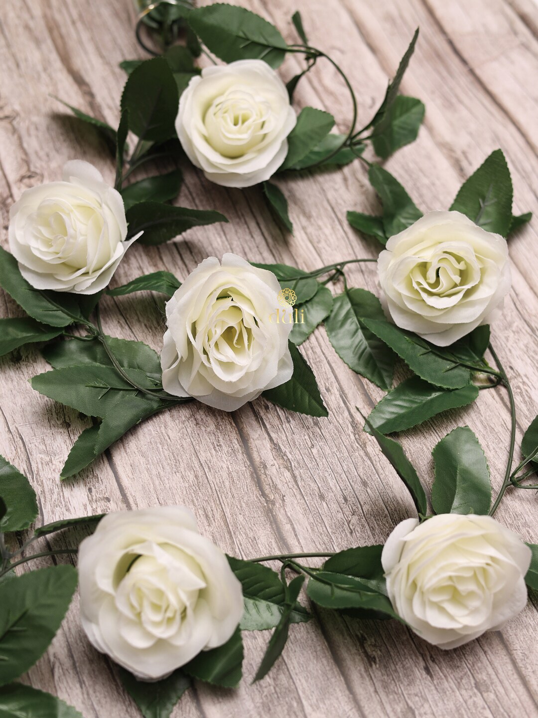 DULI White & Green Rose Artificial Flowers Decorative Vines Price in India