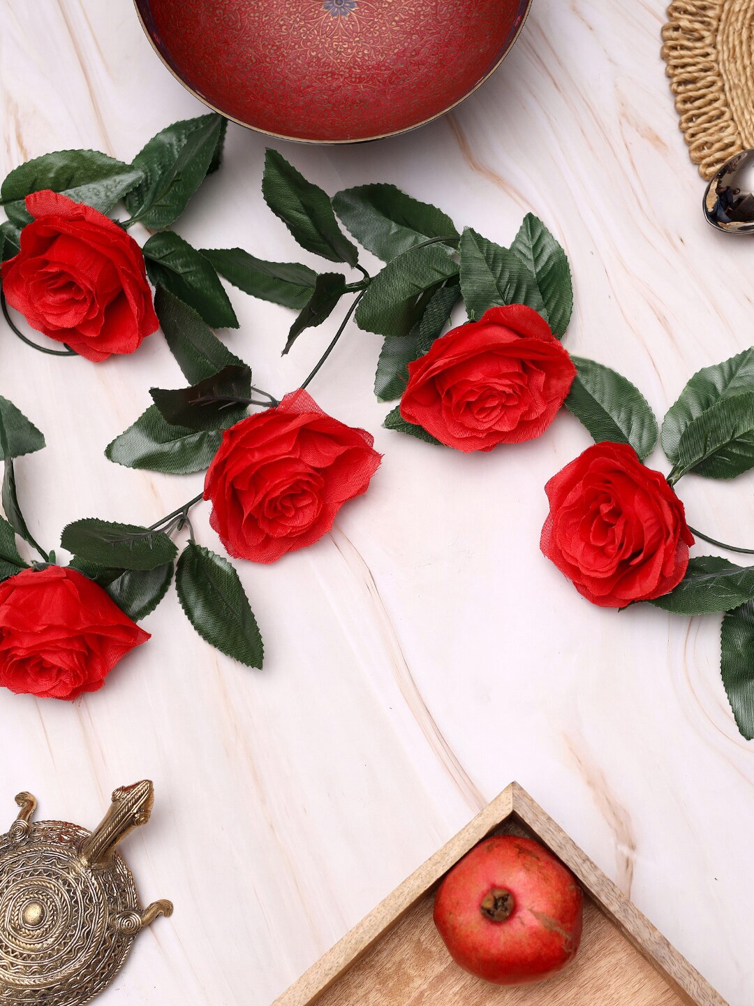 DULI Red & Green Rose Artificial Flower Creeper Price in India