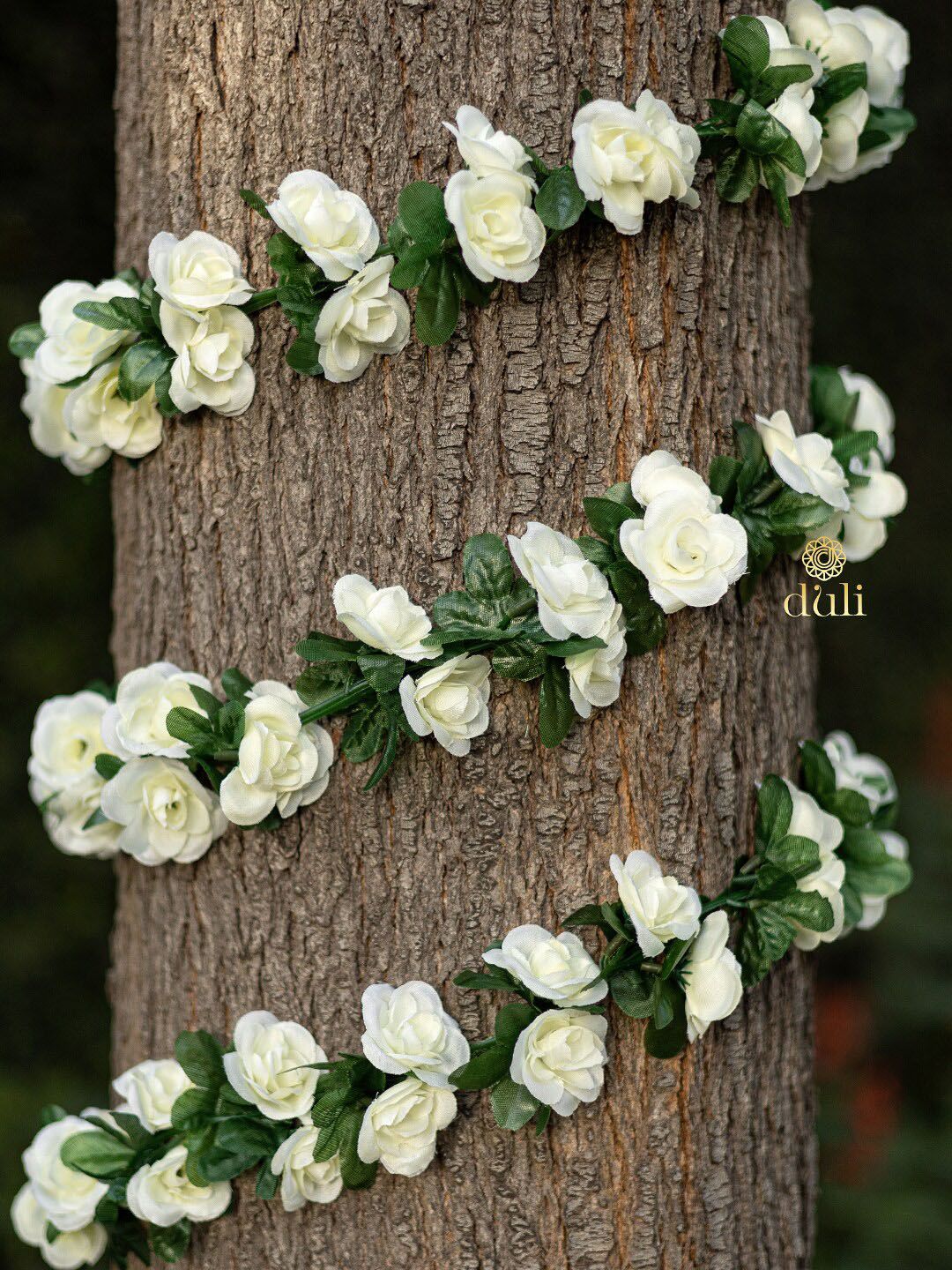 DULI White & Green Rose Creeper Artificial Flowers and Plants Price in India