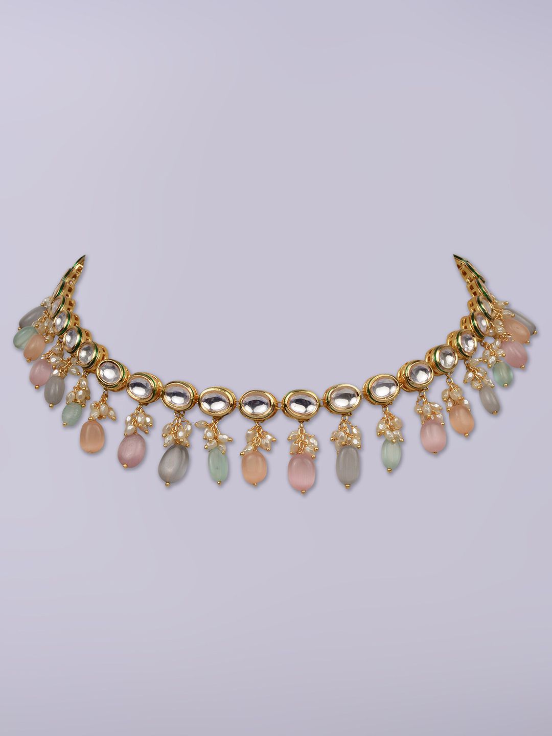 D'oro Gold-Toned & Multicoloured Gold-Plated Choker Necklace Price in India