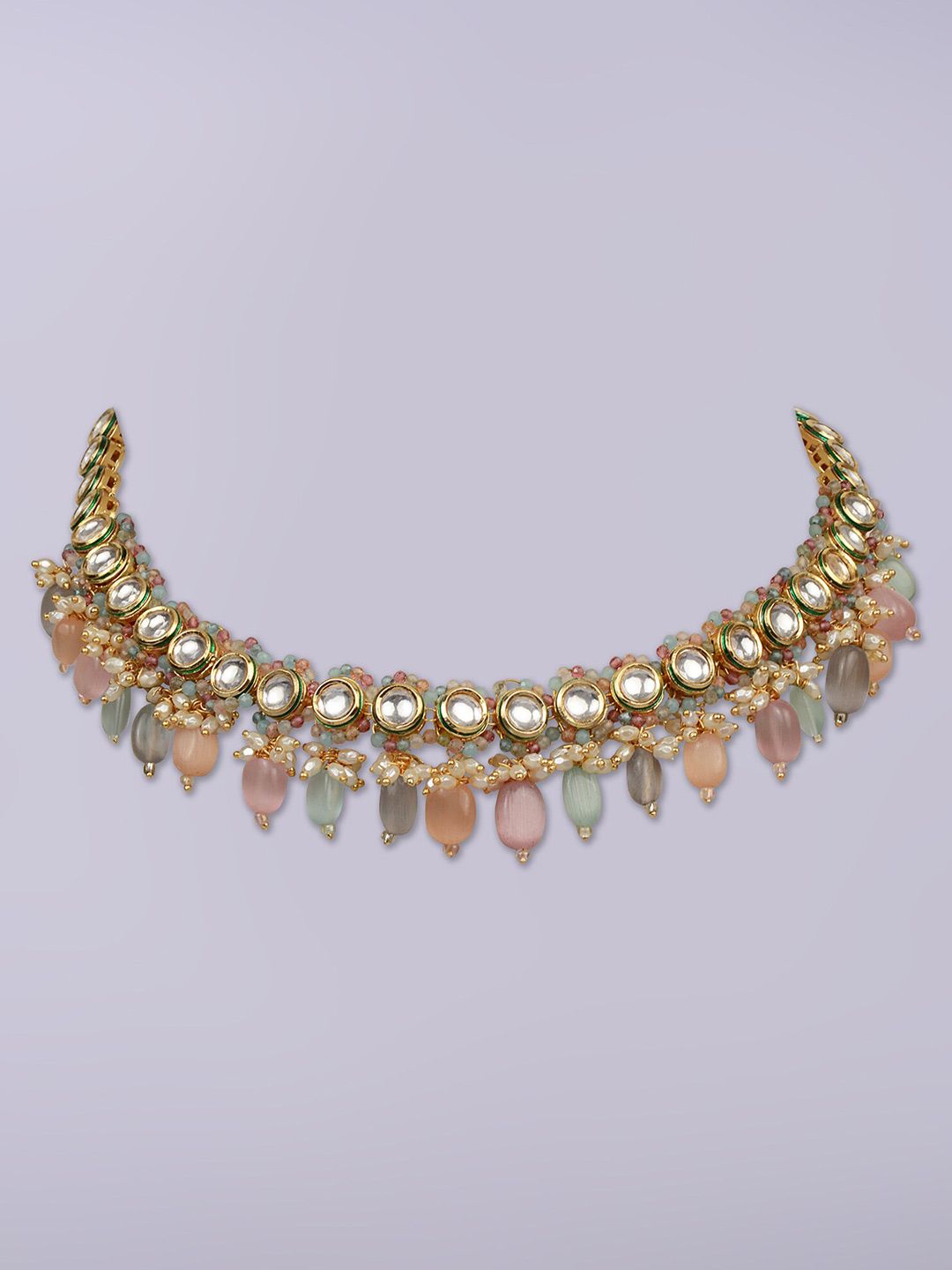 D'oro Multi-coloutred Gold-Plated Choker Necklace Price in India