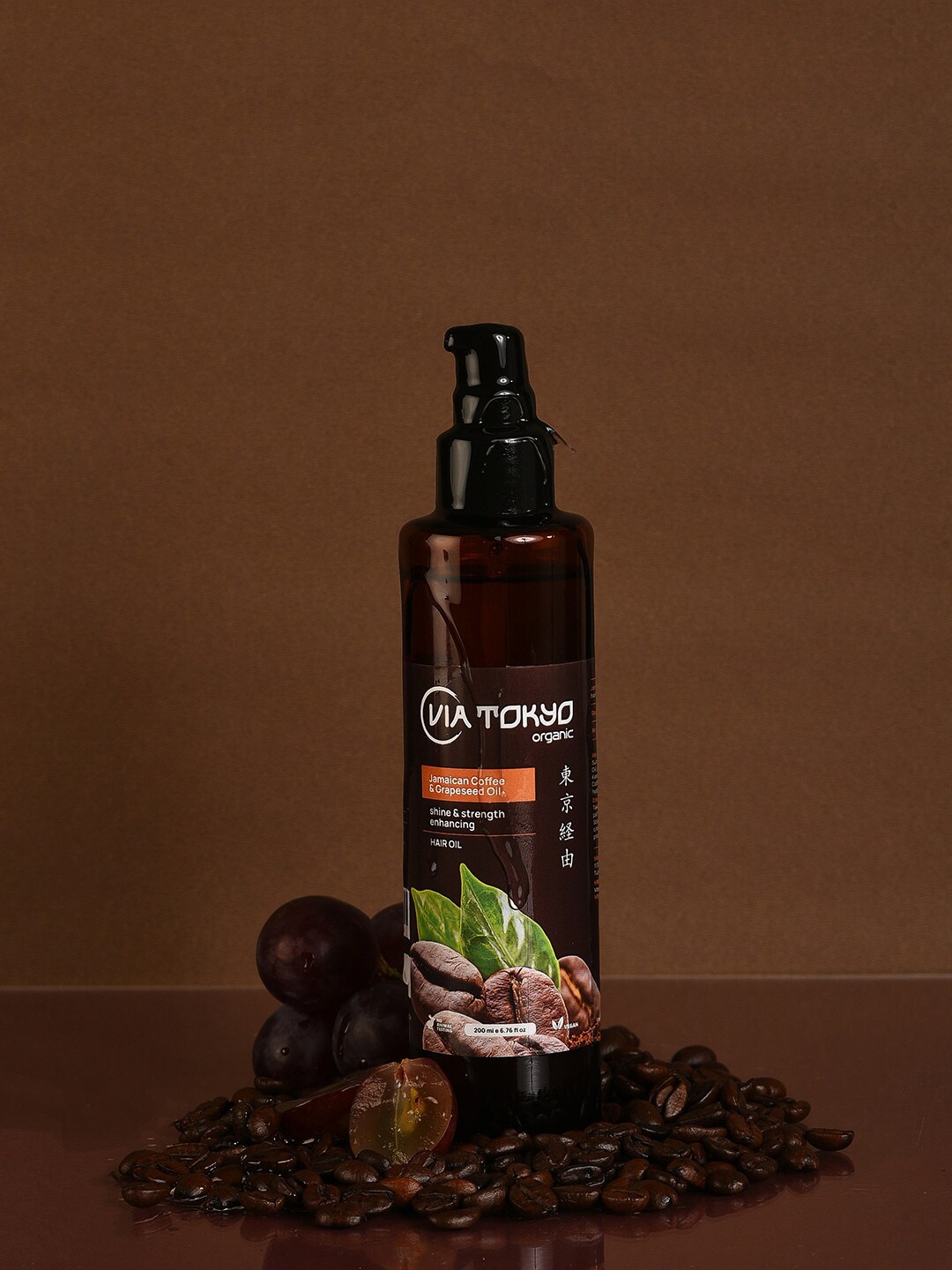 VIA TOKYO ORGANIC Jamaican Coffee & Grapeseed Oil Shine & Strength Hair Oil - 200 ml Price in India