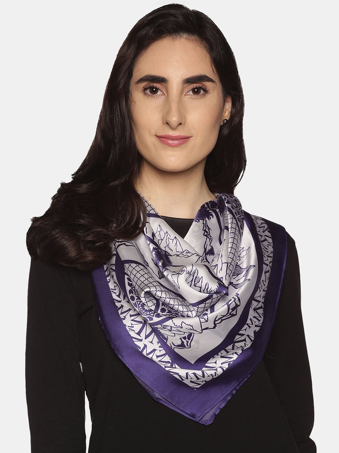 MECRAAZ Women Blue & White Printed Scarf Price in India