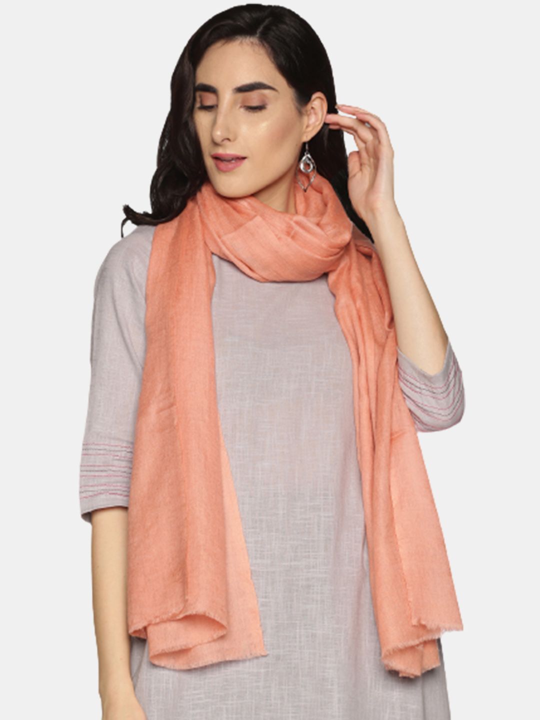 MECRAAZ Women Peach-Coloured Stole Price in India