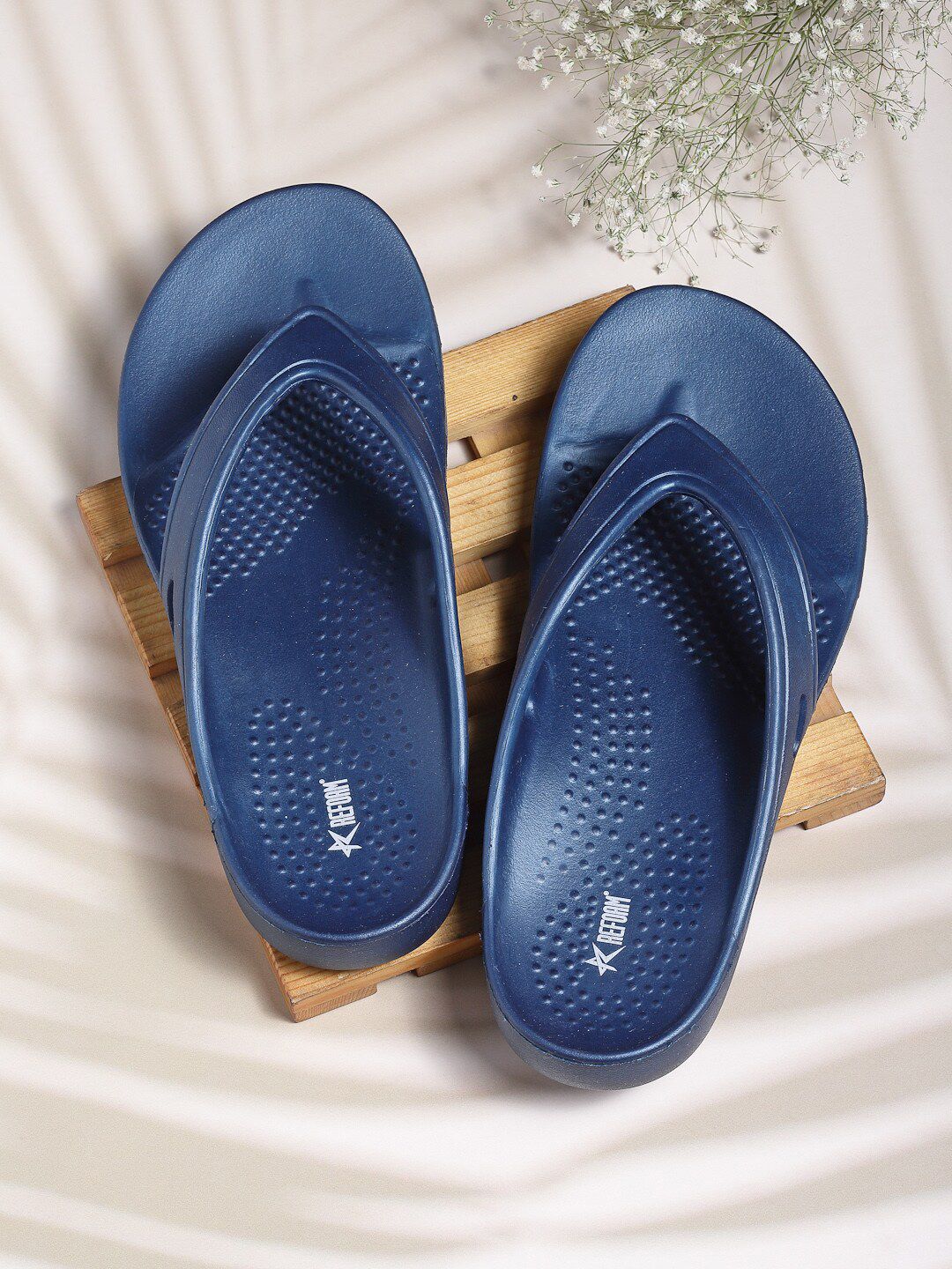 REFOAM Women Navy Blue Rubber Slip-On Price in India