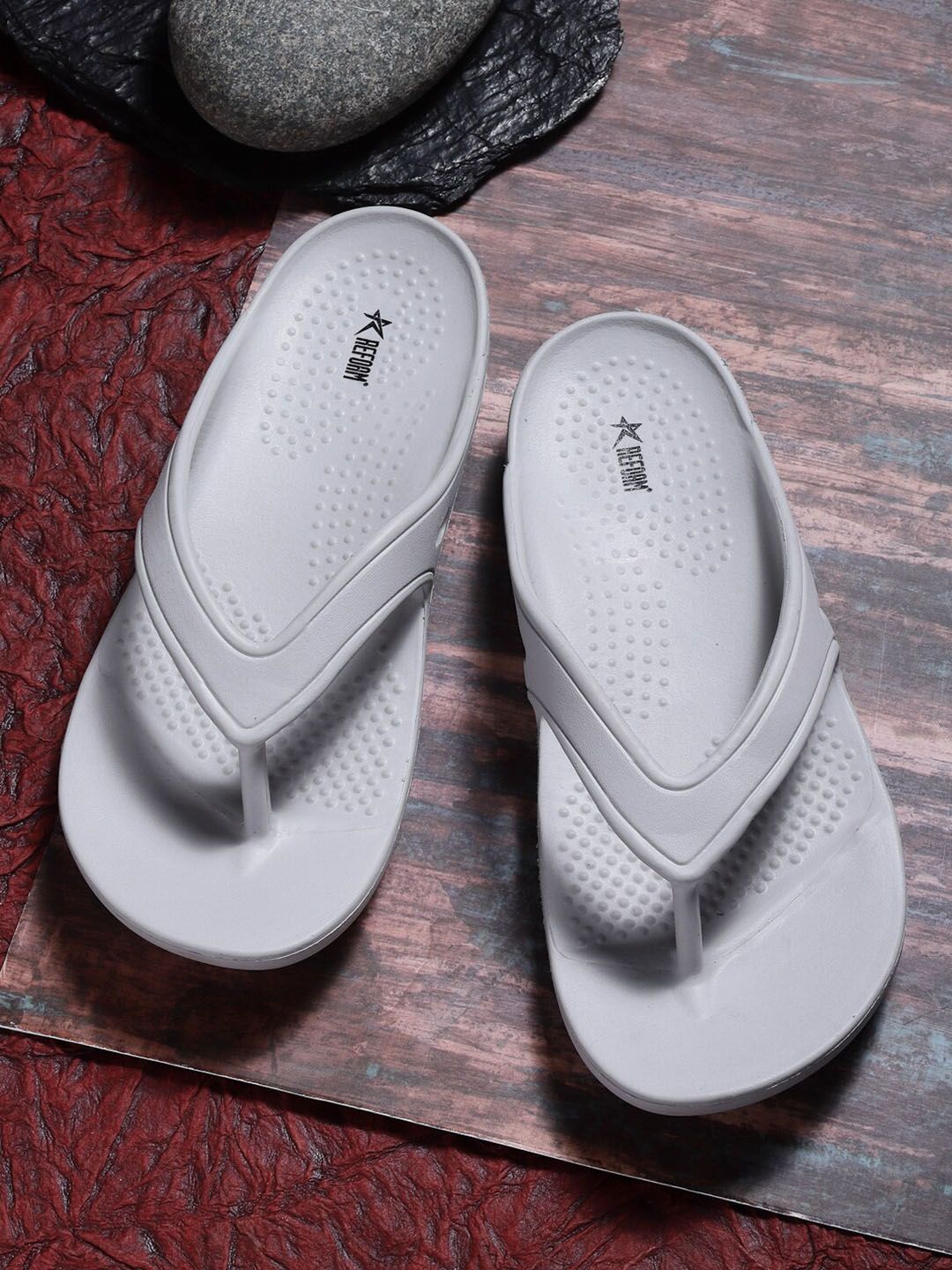 REFOAM Women Grey Rubber Slip-On Price in India