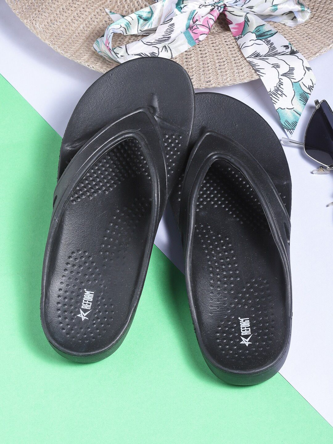 REFOAM Women Black Rubber Slip-On Price in India