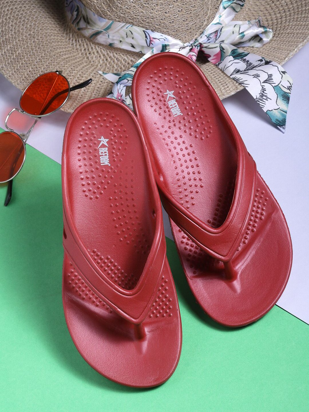 REFOAM Women Maroon Rubber Slip-On Price in India