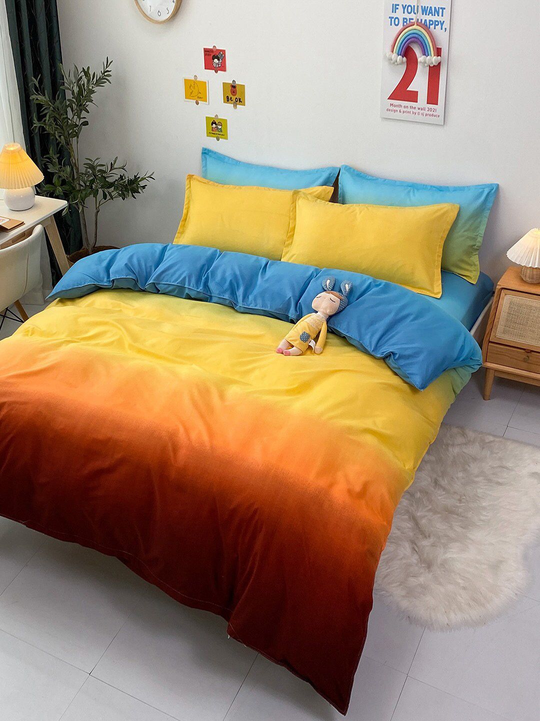 JC Collection Multicolored Ombre Single Bedding Set Price in India