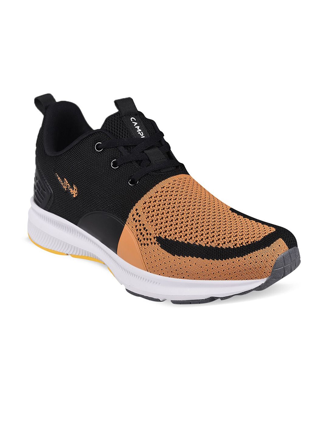 Campus Men NEWYORK Mustard & Black Mesh Running Shoes