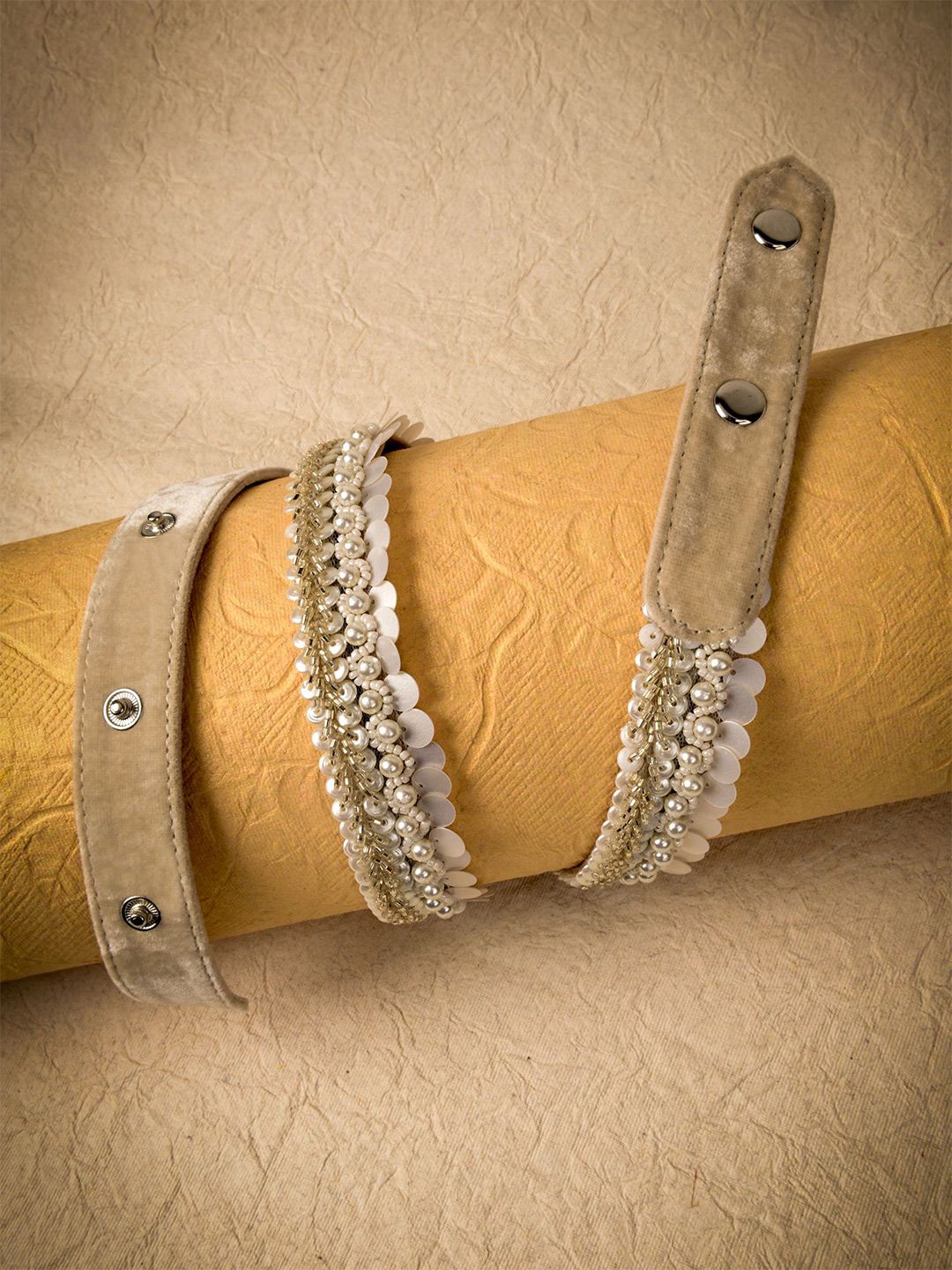 D'oro Women White Embellished Ethnic Belt Price in India