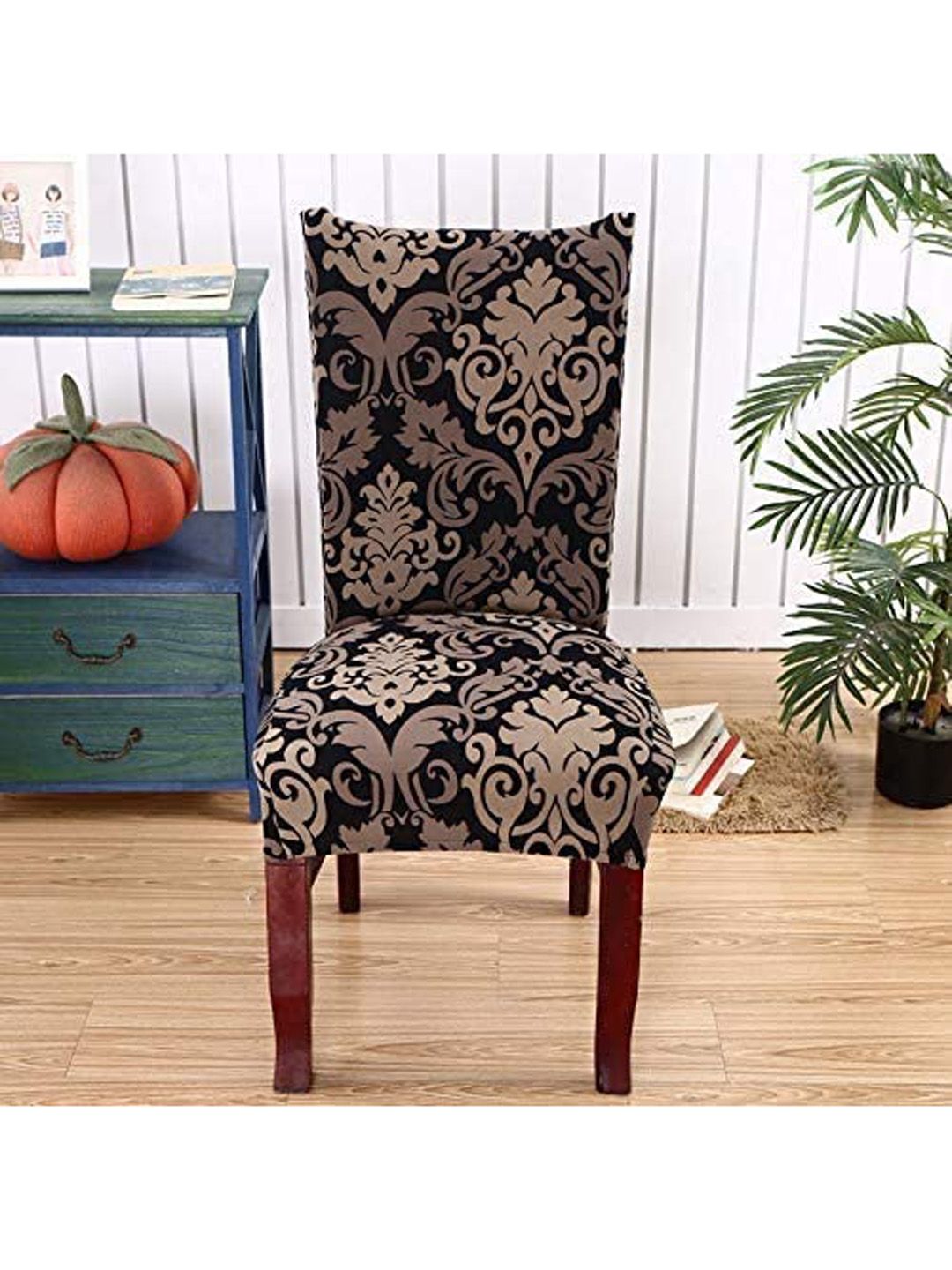 Styleys Black & Beige Printed Chair Cover Price in India