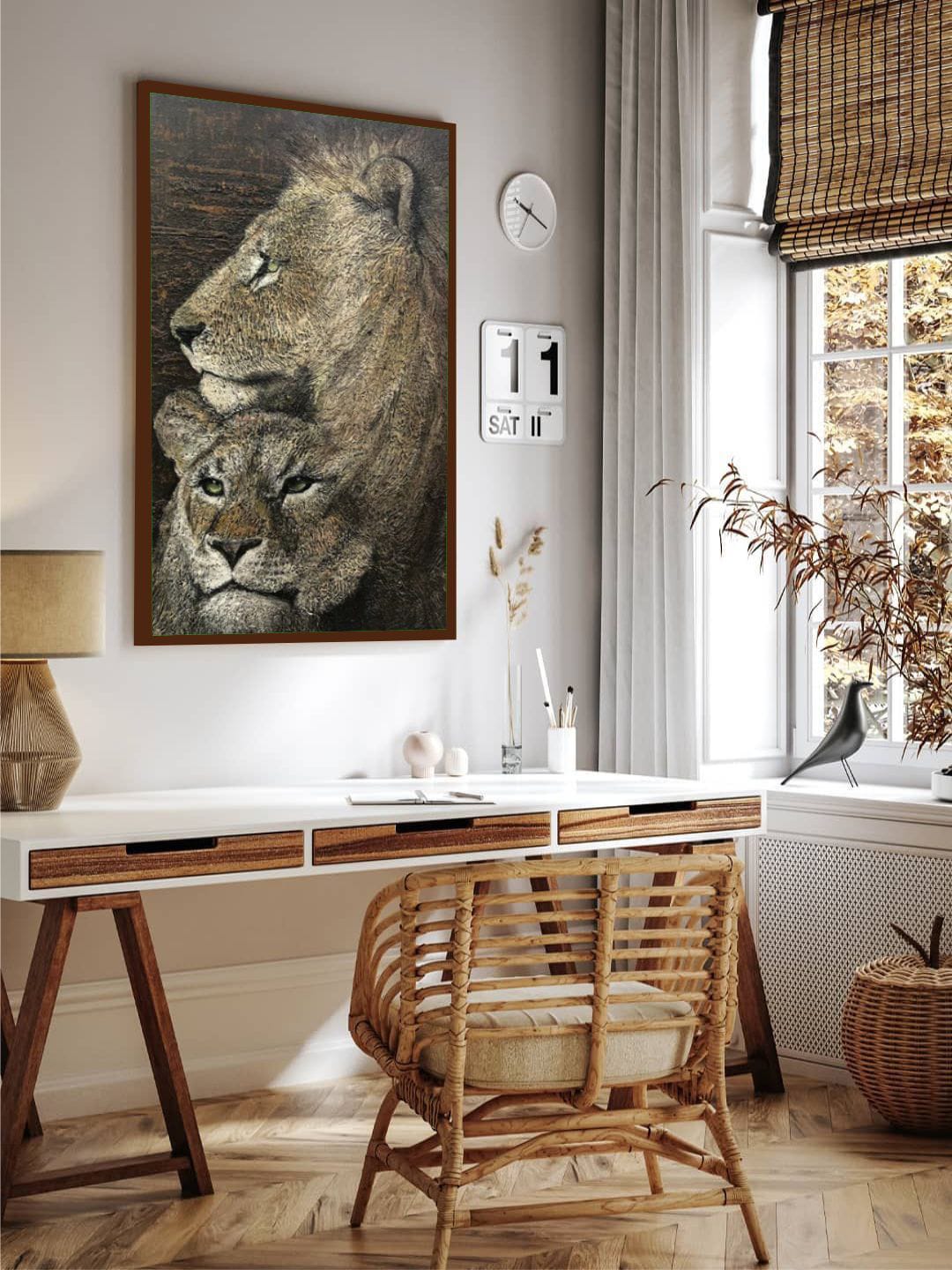 The Art House Brown & Black Animal Framed Wall Art Price in India