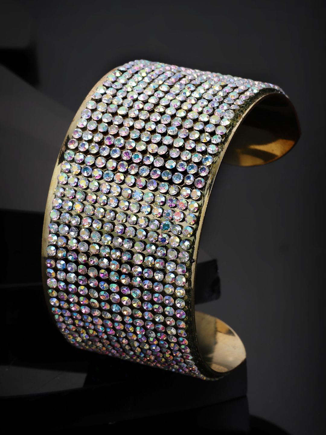 PANASH Women White Cubic Zirconia Gold-Plated Cuff Bracelet Price in India