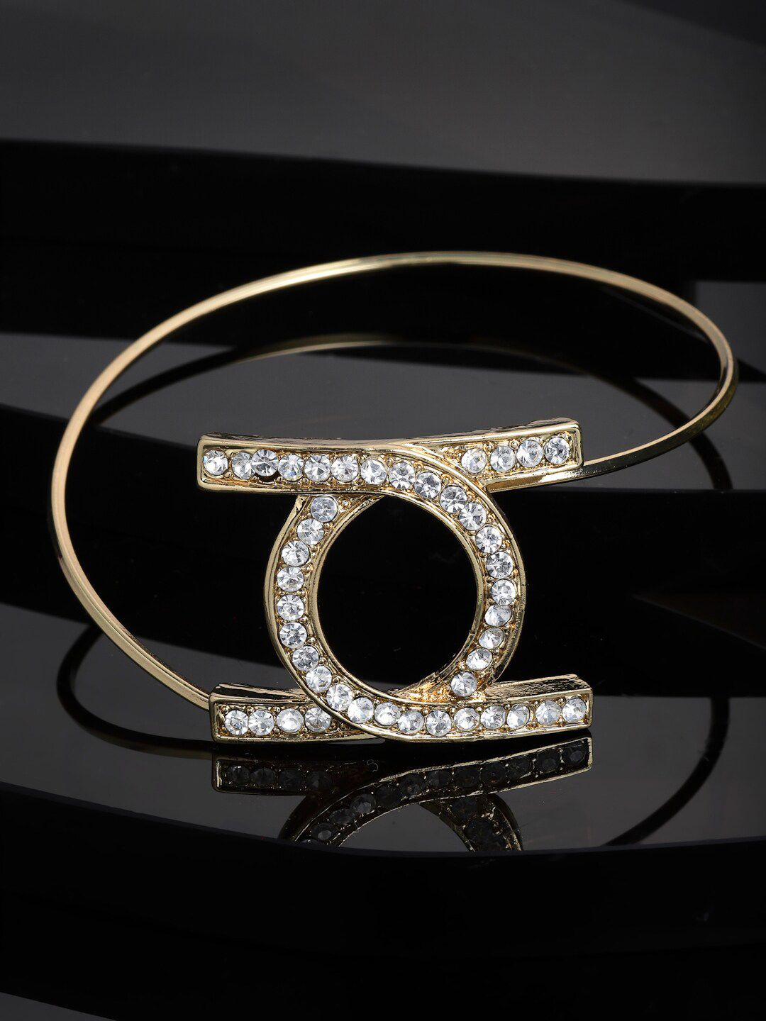VOGUE PANASH Women White & Gold-Plated CZ Stone-Studded Kada Bracelet Price in India