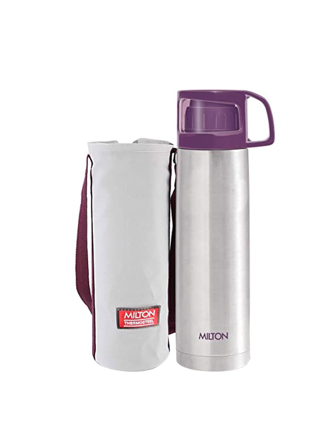 Milton Purple & Silver Solid Stainless Steel Flask 500 ml Price in India