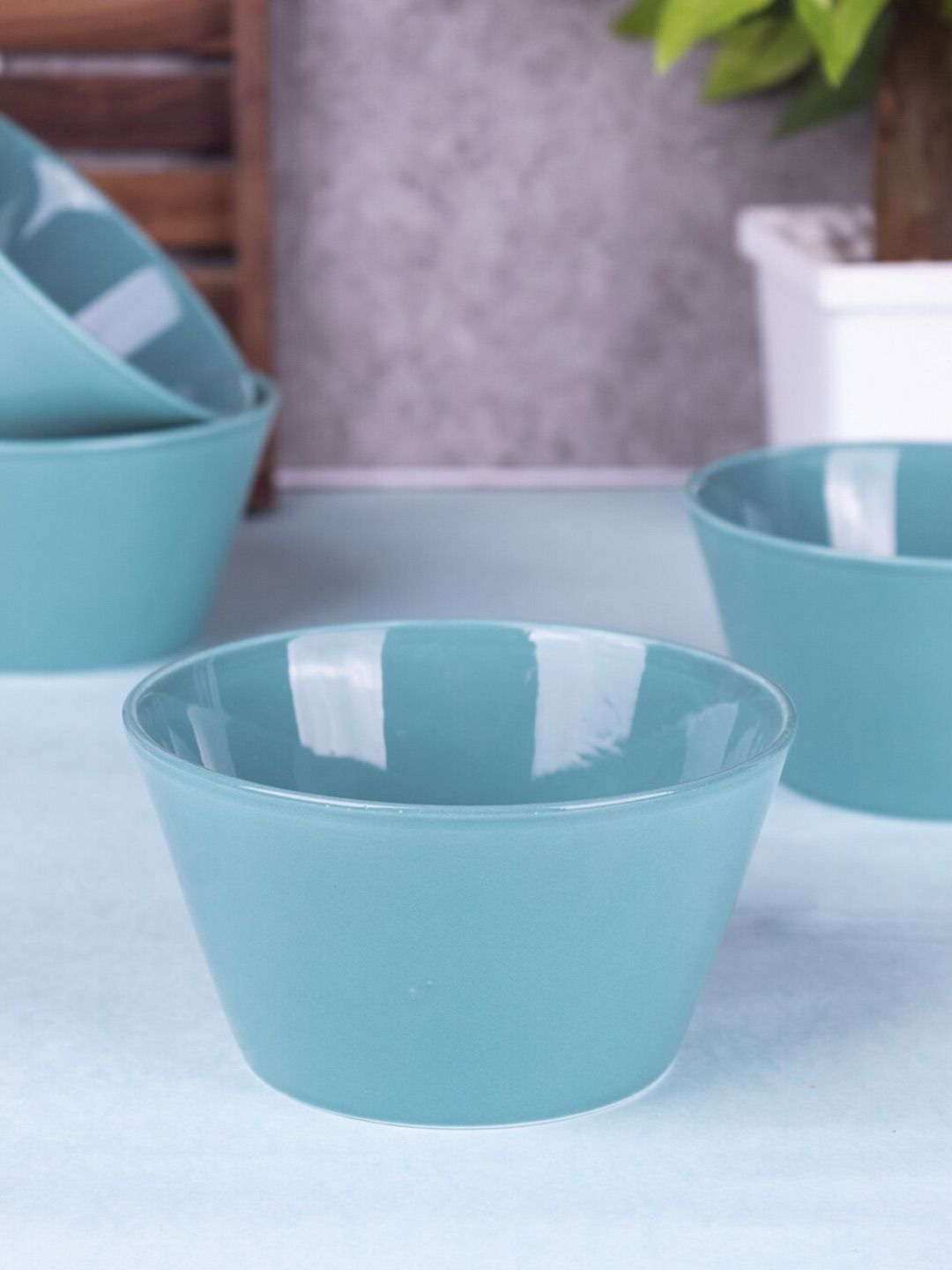 MARKET99 Turquoise Blue 4 Pieces Ceramic Glossy Bowls Price in India