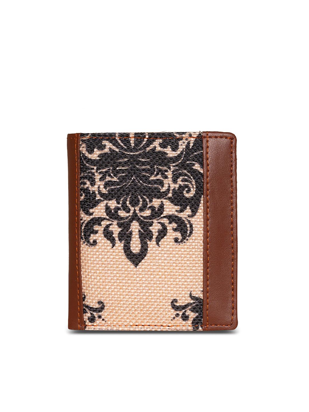 ZOUK Unisex Peach & Brown Printed Two Fold Wallet Price in India