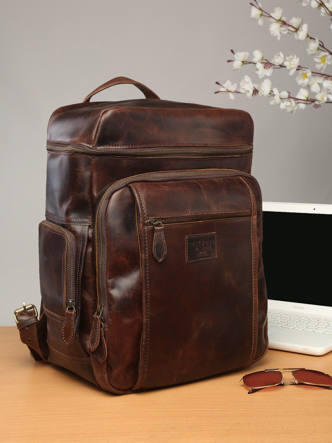Teakwood Leathers Brown Leather Backpack Price in India