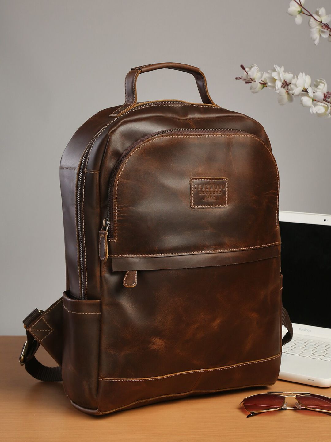 Teakwood Leathers Brown Leather Backpack Price in India