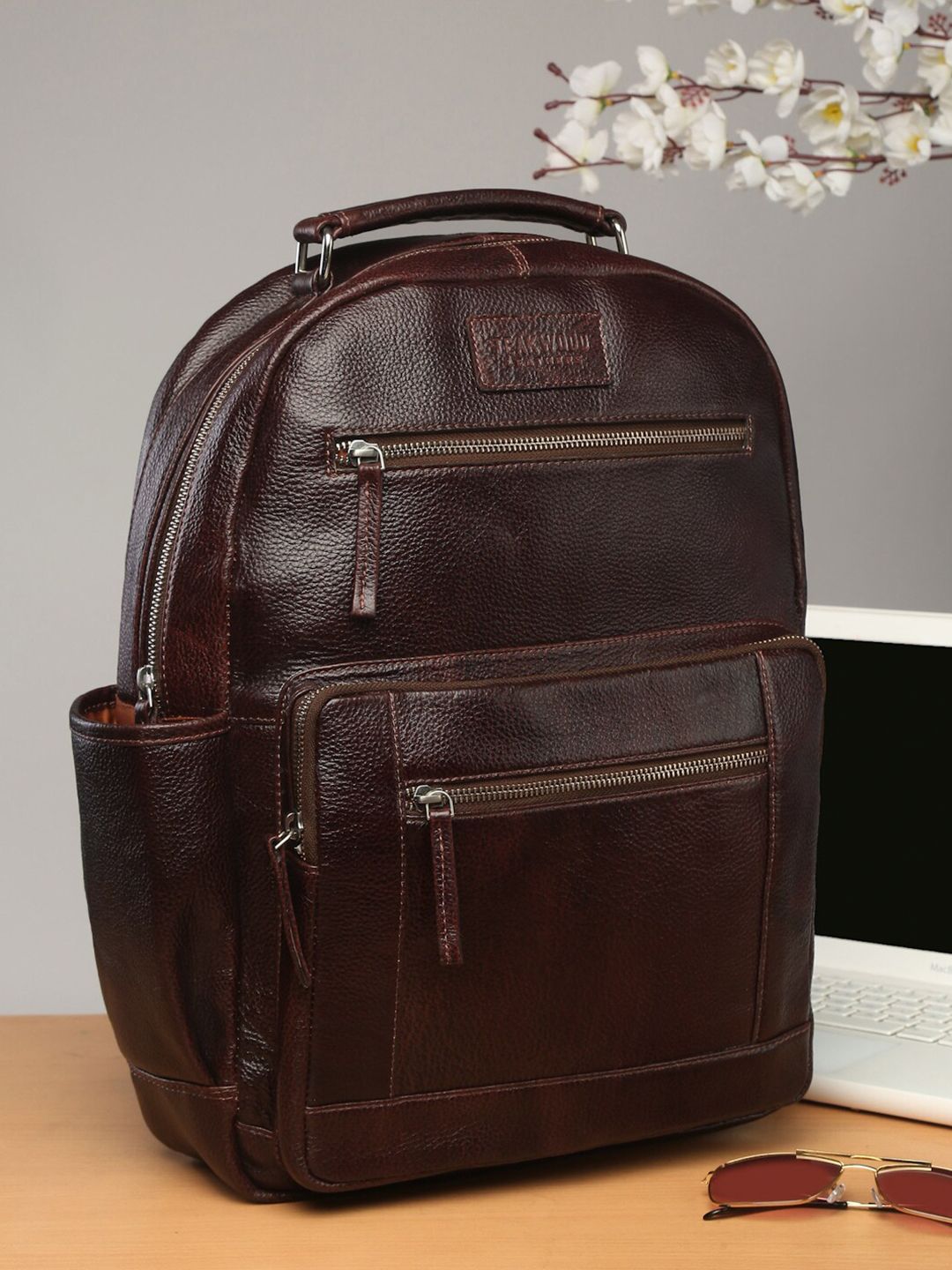 Teakwood Leathers Brown Leather Backpack Price in India