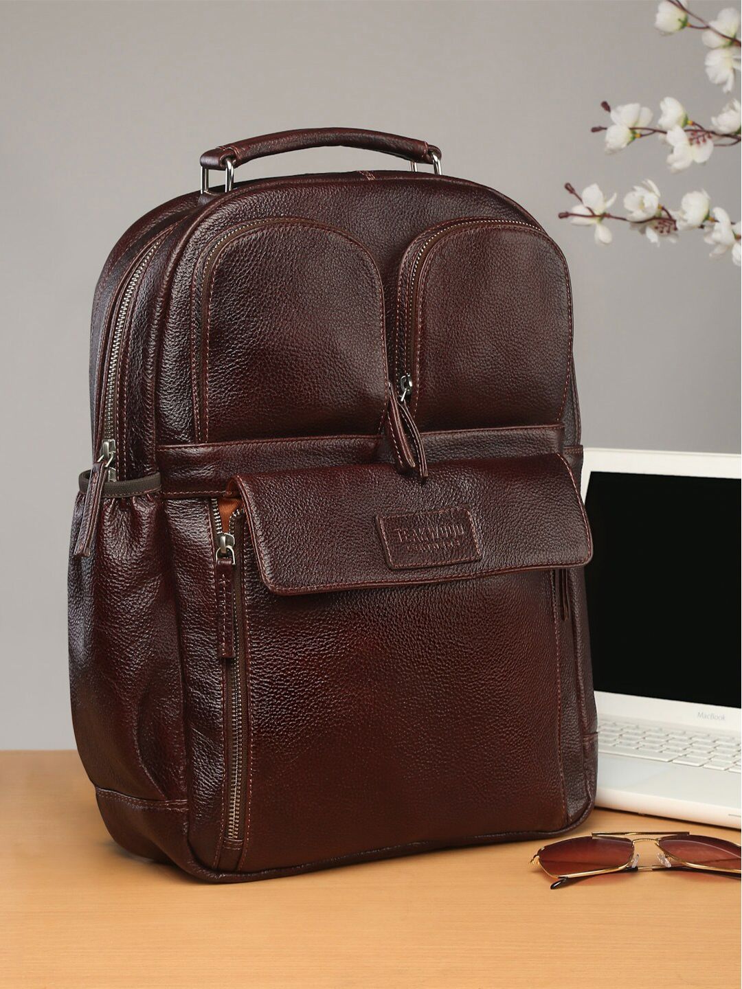 Teakwood Leathers Brown Leather Backpack Price in India